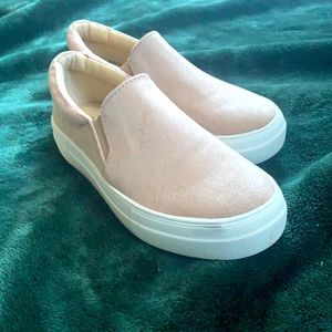 Tan faux suede sneakers